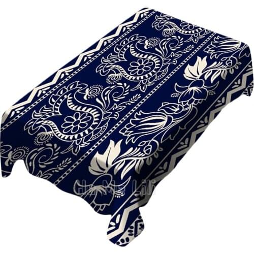 Monochrome Shading Bohemian Pattern Tablecloth Indoor And Outdoor Art Decoration