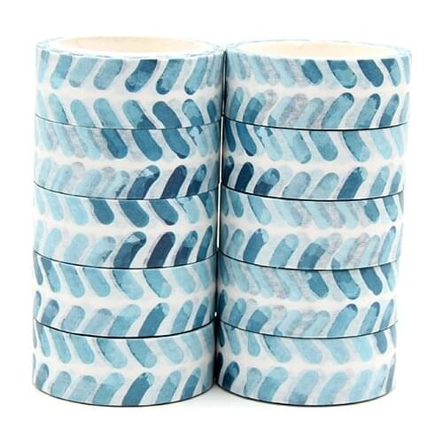 New 10pcs/lot 15mm X 5m Blue Leaves Decorative Paper Washi Tape DIY Scrapbooking Masking Tapes School Office Supply