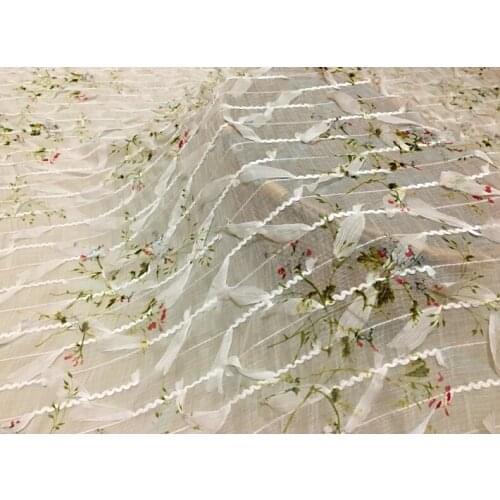 1meter NEW fashion 3D SOFT white Hollow Embroidered yarn lace fabric for DIY wedding dress cloth
