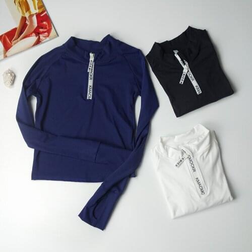 Autumn Athletic Sport Shirts Zipper Long Sleeved Fitness coat Yoga Crop Tops Thumb Gym Jacket Workout Sweatshirts Casual Coat