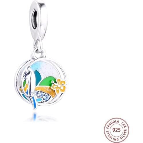 Authentic 925 Sterling Silver Brazilian beach and parrot Charms Beads for Jewelry Making Fits Pandora Bracelet Bijoux