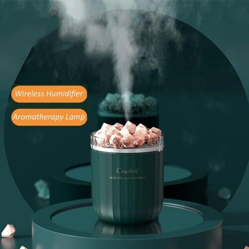 Portable Wireless Air Humidifier USB Mist Maker Fogger Natural Crystal Salt Stone Aromatherapy Lamp Ultrasonic Aroma Diffuser