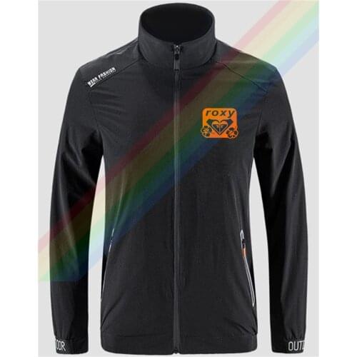 Ro-xy Heart And Flowers Orange Background Slim Sport Jacket Mens Street Windbreaker Zipper Thin Casual Front Printing Jacket