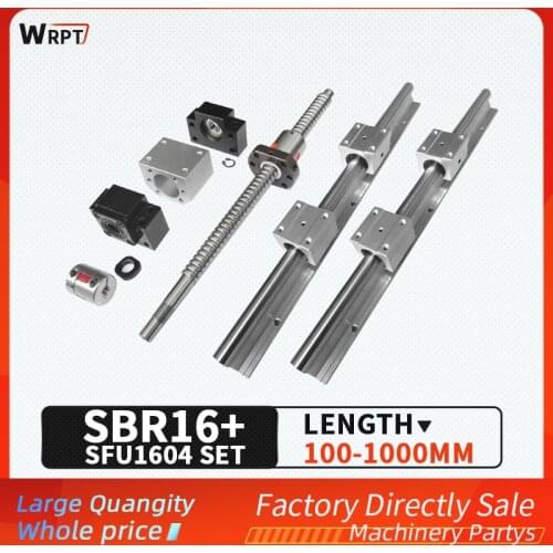SFU1604 ball screw of any length+BKBF12/EKEF12/FKFF12 end support block+DSG16H nut housing+SBR16 linear guide support+SBR16UU