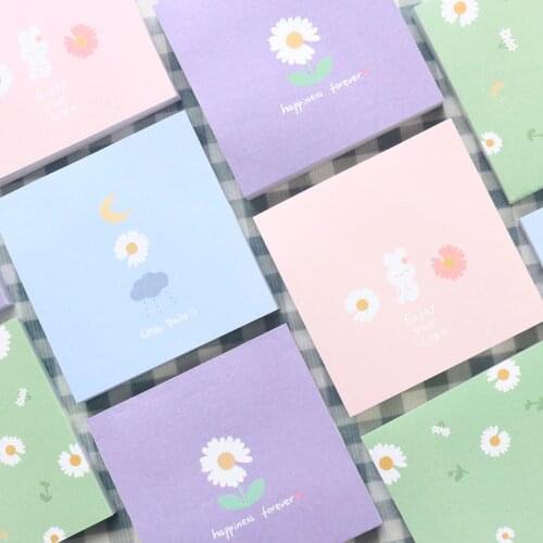 Domikee cute candy cartoon chrysanthemum office school self-adhesive notes pad student stiky memo pad stationery supplies thick