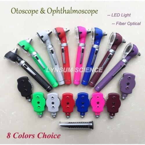 LED Fiber Optic Otoscope Ophthalmoscope Opthalmoscope Ear Care ENT Diagnostic Examination Set
