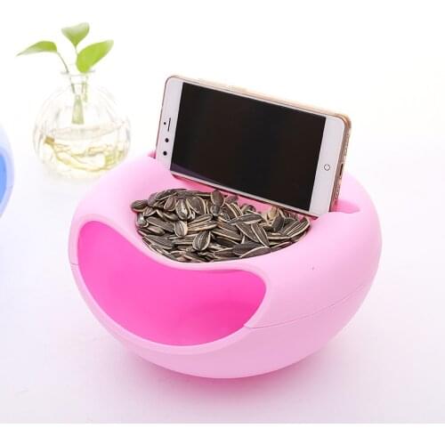 Melon Seed Nut Lazy Snack Bowl Table Candy Dry Fruit Holder Storage Plastic Box Plate Dish Tray With Phone Stent Organizer