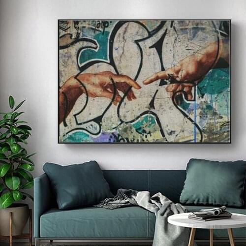 Street Graffiti Wall Art Canvas Poster and Print Lover Hands Canvas Painting Decorative Wall Picture for Living Room Home Decor