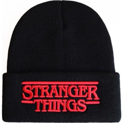 New Stranger Things 3D Embroidery Beanie Knitted Hat Winter Solid Skullie Knitted Hat Costume Accessory Warm Winter