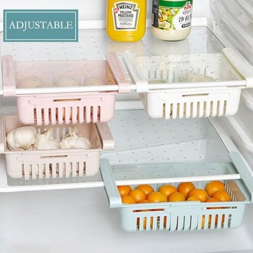 Refrigerator storage box Multifunctional Storage Basket Refrigerator Pull-out Drawers Spacer Layer Storage Rack Kitchen Sundries