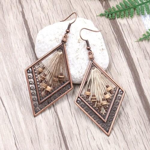 2020 Bohemian Style Fashion Retro Exaggerated Coffee Classic Handmade Female Earrings Manufacturers Wholesale