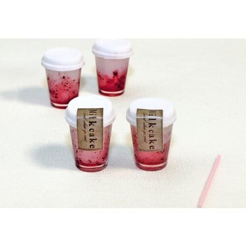 1Pcs 1/12 Doll House Miniature Resin Strawberry Drink Cup Simulation Drinks Model Toy For Mini Decoration Dollhouse Accessories