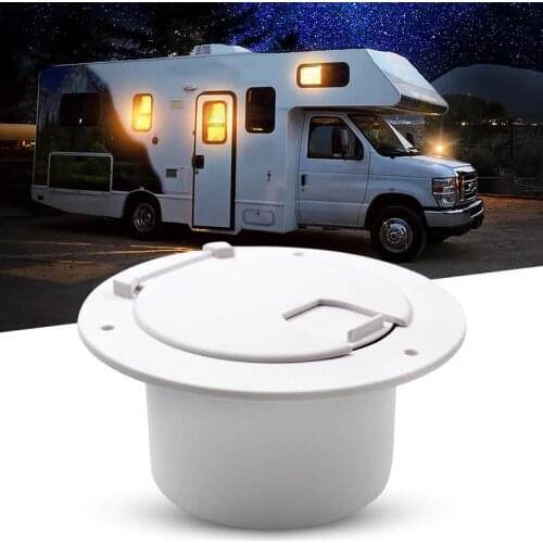 1 Pcs Round Electric Cable Cord Hatch 5.2" O.D. Flange 2.6" Deep Cavity For RV Truck Boat Yacht Camper Electrical Cable Anti-UV