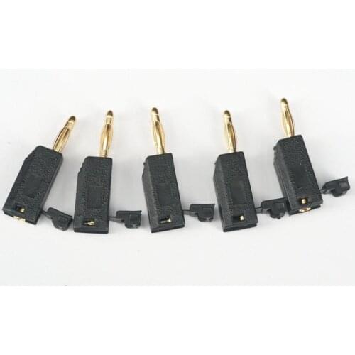 10pcs Black 2mm Au Golden Plated Stackable Banana Plug Wire Audio Cable BP2206