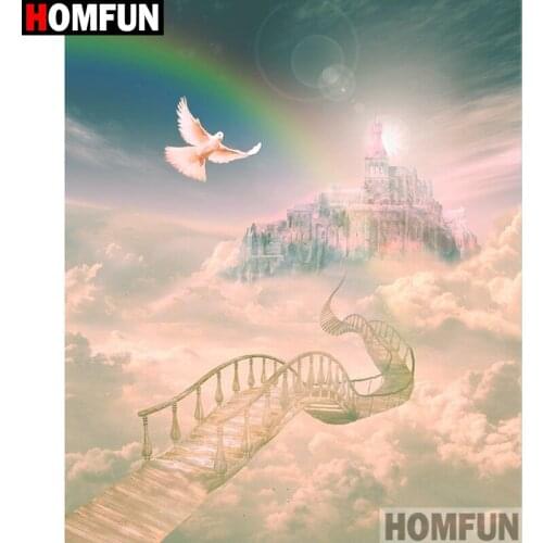 HOMFUN Full Square/Round Drill 5D DIY Diamond Painting "Bird castle" Embroidery Cross Stitch 5D Home Decor Gift A16218