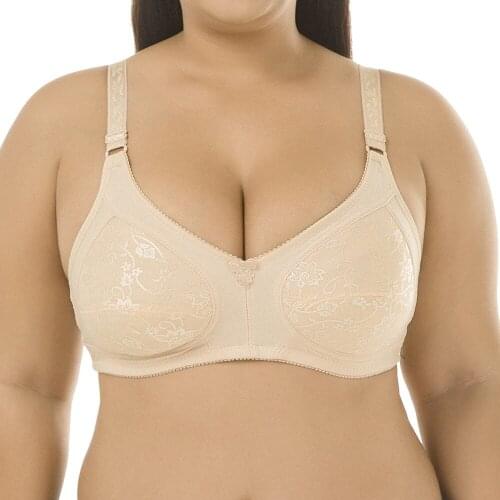 Minimizer Bra Plus Size Women Full Coverage Non-Padded Underwire Lace White Floral Big Bra Ladies 85C 90C 95C 100C Thin Mold Cup