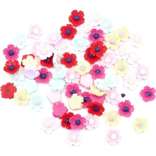 100Pcs Resin Flowers For Nail Art Rhinestones Decorations Crafts Flatback Cabochon Embellishments For Scrapbooking Accessories