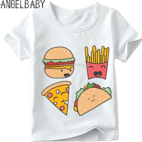 Children Fast Food Good Friends Funny Cartoon Design T shirt Boys/Girls Summer Short Sleeve Tops Kids Soft T-shirt,ooo2053