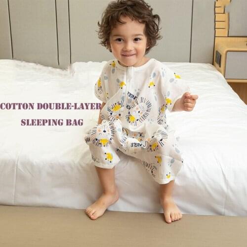 Baby Sleeping Bag Summer Gauze Split-Leg Sleeping Bag Short-Sleeved Anti-Kick Quilt Cartoon Cute Male And Female Baby Universal