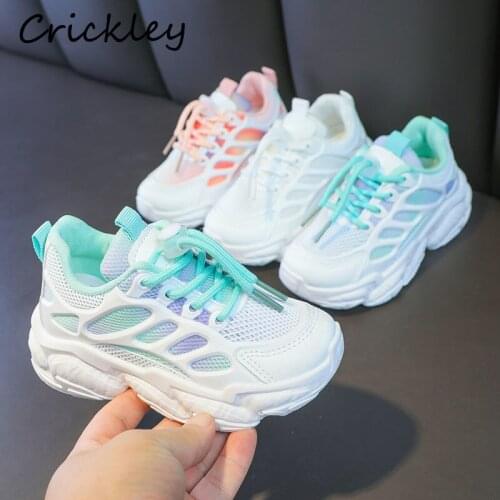 Gradient Childrens Casual Shoes Mesh Breathable Sports Shoes For Boys Girls Running Shoes Non Slip Soft Sole Kids Sneakers