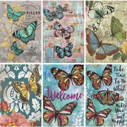 EverShine Diamond Painting Butterfly Cross Stitch 5D Diamond Mosaic Animals Picture Rhinestones Handmade Art Gift Home Decor