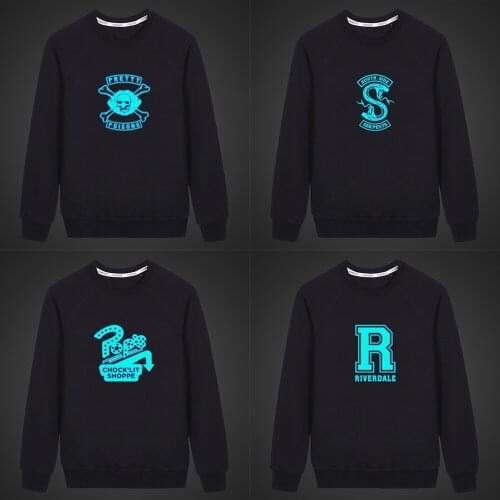 RIVERDALE Fluorescent Luminous Mens Hoodies Unisex Tops Casual Coat 2019 Autumn Long sleeve Solid Color Children Sweatshirt