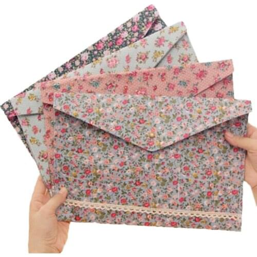 1pcs Fashion Printing Cotton 4 Colors Document Bags Simple Large Capacity Office School Filing Products