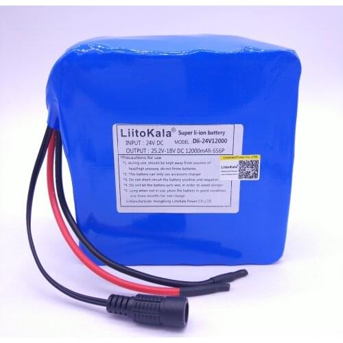 LiitoKala 24v 12ah 6S6P lithium battery pack 25.2V 12ah battery li-ion for bicycle battery pack 350w e bike 250w(no charger)