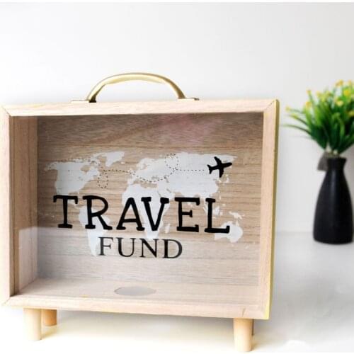 Creativity Wooden Piggy Bank For Adults Money Box Transparent Glass Safe Piggy Bank For Kids Cofre Decorative Boxes BC50PB