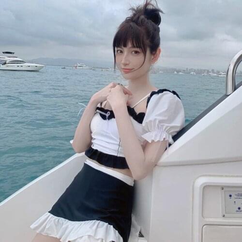 Swim Wear Women 2021 Swimsuit May Female Beach 2 Piece Summer New Cute Tankini Bikini Skirt Hot Bathing Suit Print Polyester