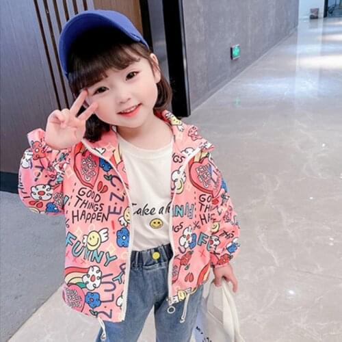 Toddler Girls Spring Autumn Print Zipper Jacket&Coat New Arrival Fashion Casual Kids Jackets Children Clothes 1-7Y Girls Outwear