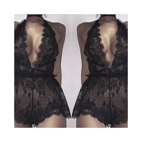 Hot Lace Bodysuits Sexy Women Lingerie Nightwear Sleepwear Ladies Beach Cover Babydoll Set Halter Lace Dress Underwear