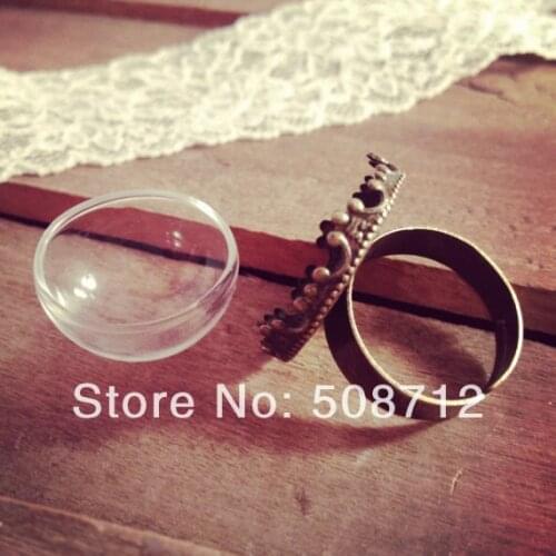 Small Half Globe Glass Bottle Ring DIY Antique Bronze Ring Base Terrarium Bottle Ring Apothecary Bottle Jewelry Supplies
