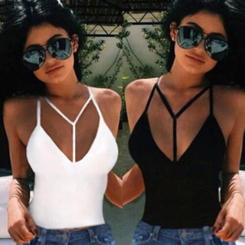 Tank top Women Summer Casual Camisoles Womens Tops T-shirt Spaghetti Strap Cropped Vest Female Camis Fashion Cotton