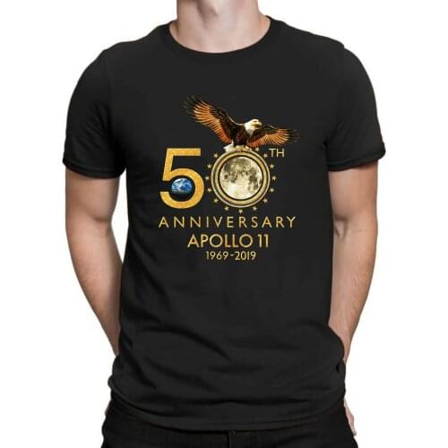 Usa 50Th Golden Anniversary Apollo 11 1969-2019 Summer T Shirt Short Sleeve Cotton Man Clothing Concert T Shirts