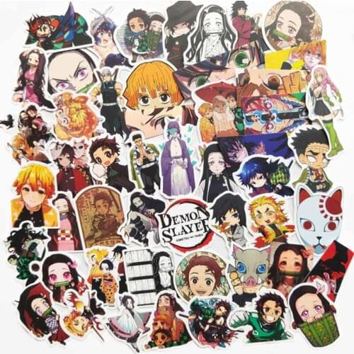 100PCS/Pack Anime Demon Slayer Kimetsu No Yaiba Sticker Skateboard Motorcycle Guitar Kids Girls Graffiti Waterproof PVC Stickers