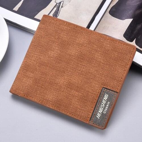 New Short Wallet Mens Fashion Casual Canvas Pattern Bag Ultra-thin Soft Wallet Business Mens Wallet