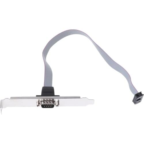 Serial 9 pin DB9 RS232 Motherboard Com Port Ribbon Cable Connector Bracket New Drop Shipping Support