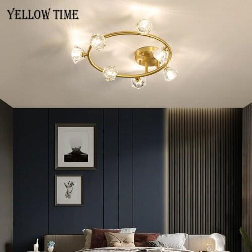 Luxury LED Chandelier Gold Lustre For Living room Bedroom Kitchen ALL Copper Crystal Chandelier Decoration Ceiling Lamp Lighting