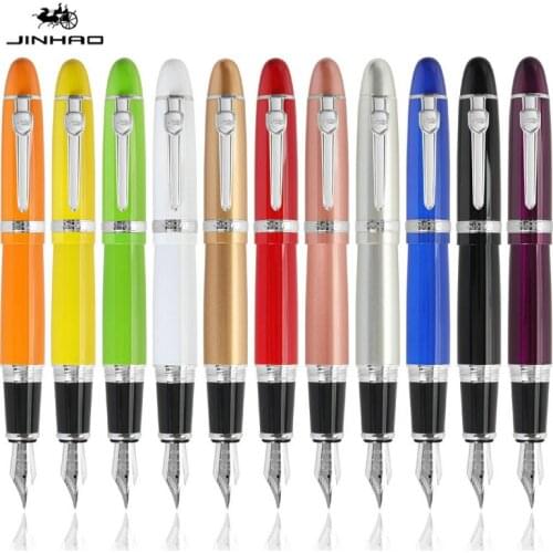 JINHAO 159 Fountain Pen Luxury Metal Big Size Unique Style Medium 0.5 Nib Heavy Fashion Writing Smooth Ink Calligraphy Pens