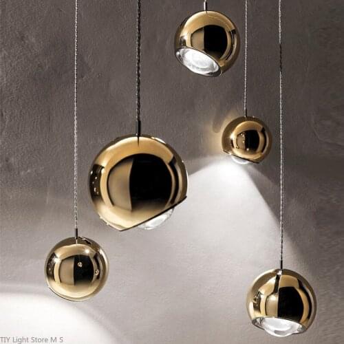 Nordic Simple Bedroom Bedside Pendant Light Modern Simple Designer Bar LED Dining Room Adjustable Angle Round Ball Pendant Lamps