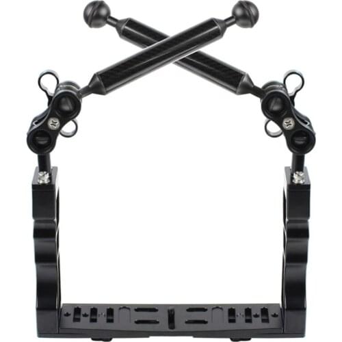 PULUZ Dual Handle Aluminium Diving Tray Stabilizer &Dual Ball Aluminum Alloy Clamp & Floating Arm for Underwater Camera Housings