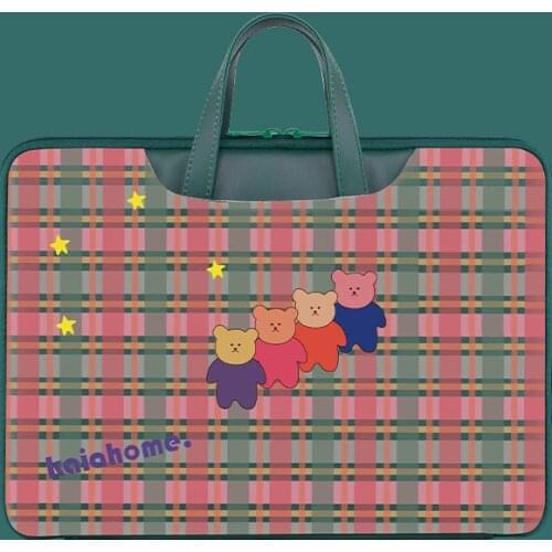 Cartoon Bear Laptop Bag Sleeve Case Protective Carrying Bag for Dell Macbook Pro 13 14 15.6 16.1 Inch Notebook Storage Handbag