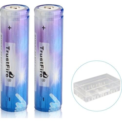 TrustFire 18650 Li Ion Battery 2000mAh 3.7V Rechargeable Lithium Ion Battery Cells with Storage Holder Box Case