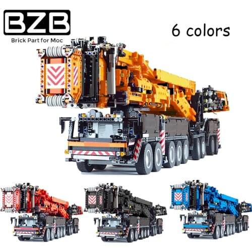 BZB MOC High Tech City Electric Motor Mobile Building Crane Ltm11200 Creative Car Crane Blocks Model Kids Toys DIY Brick Gifts