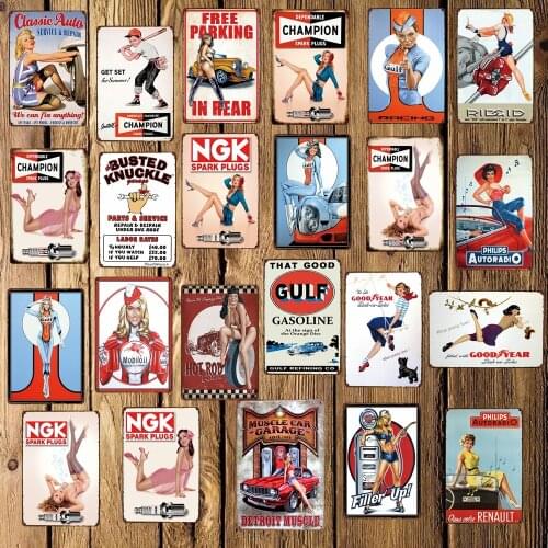 [ WellCraft ] SPARK PLUGS MOTOR OIL Tin Signs Wall Plaque Custom Painting Antique Gift Vintage bar Pub Decor LT-1701