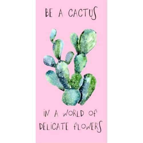 Funny Be a Cactus Not a Flower Quote Beach Sport Gym Towels for Women Pink Tropical Plants Swimming Sauna Bath Towels Quick Dry