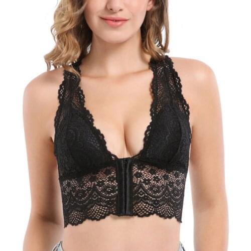 Women Bra Front Buckle Seamless Lace Bra Beauty Back Adjustable Breathable Bra