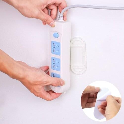 1set Self-Adhesive Power Strip Holder Desktop Socket Hanging Holder Fixator Wall-Mounted Remote Holder Punch Free Plug Stickers
