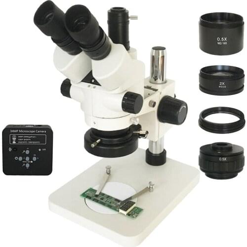 1080p 34mp hdmi usb tf video camera simull focal continuous zoom 3.5x-90x pcb trinocular solder stereo microscope